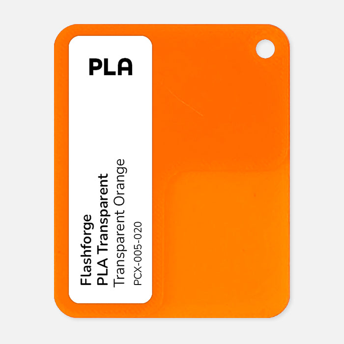 PCX-005-020, Flashforge PLA, Transparent Orange